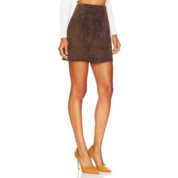 BLANKNYC Chocolate Souffl Faux Suede Leather Mini Skirt Size 27 - Picture 1 of 10